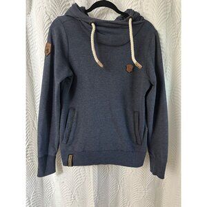 Naketano Hoodie Women's Sz L Gray Pullover Funnel Neck Casual Sweatshirt Top